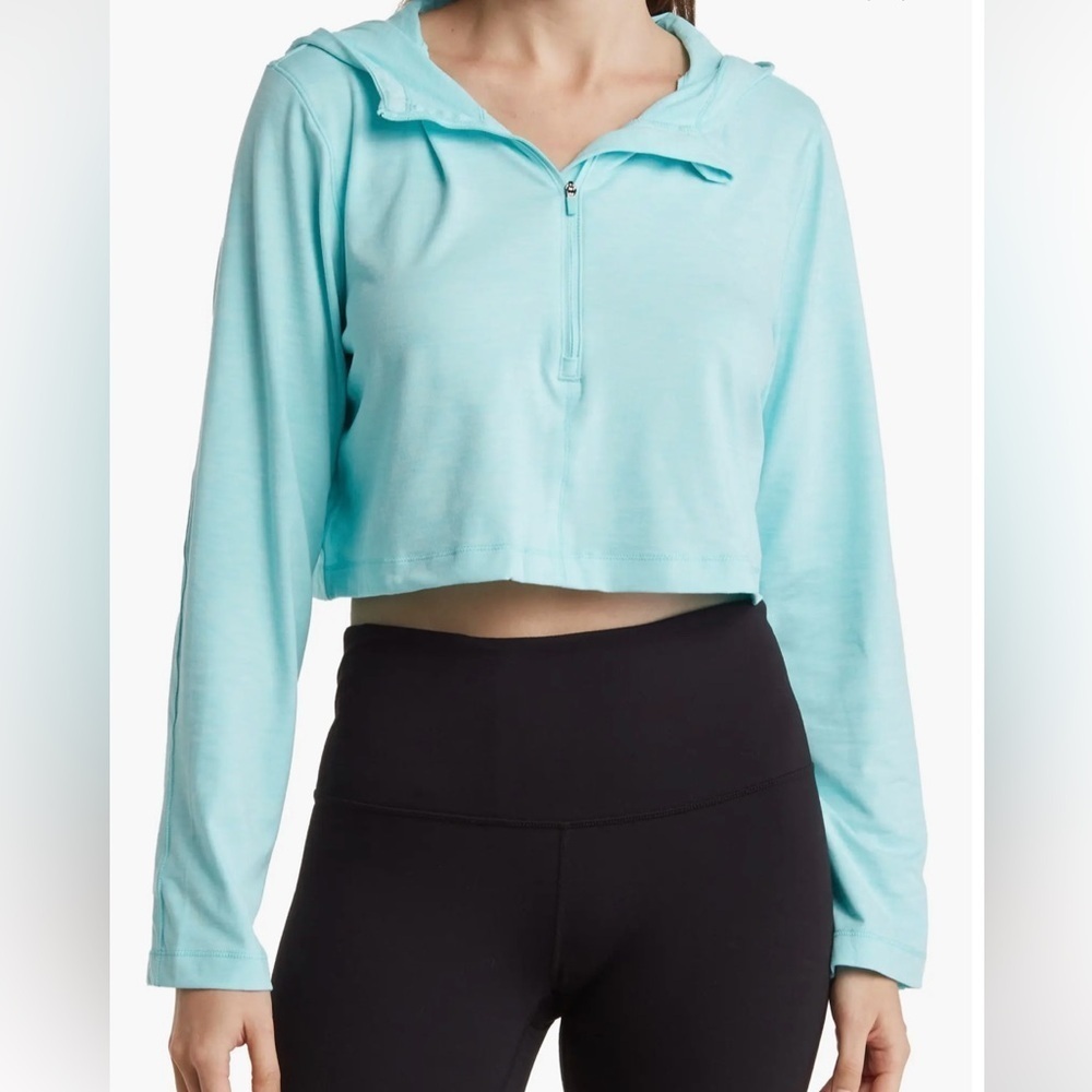 90 DEGREE BY REFLEX nwt Half Zip Pullover Hoodie Htr Aruba Blue. XXL